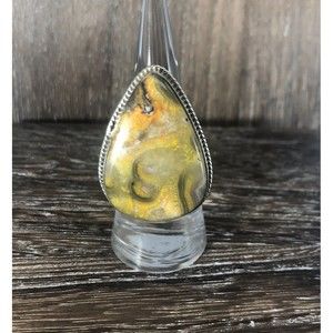 Massive Bumblebee Jasper 925 Sterling Silver Ring Size 7.25